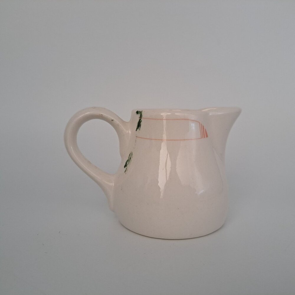 Syracuse China Syralite Creamer Pitcher With Orange Stripe Design